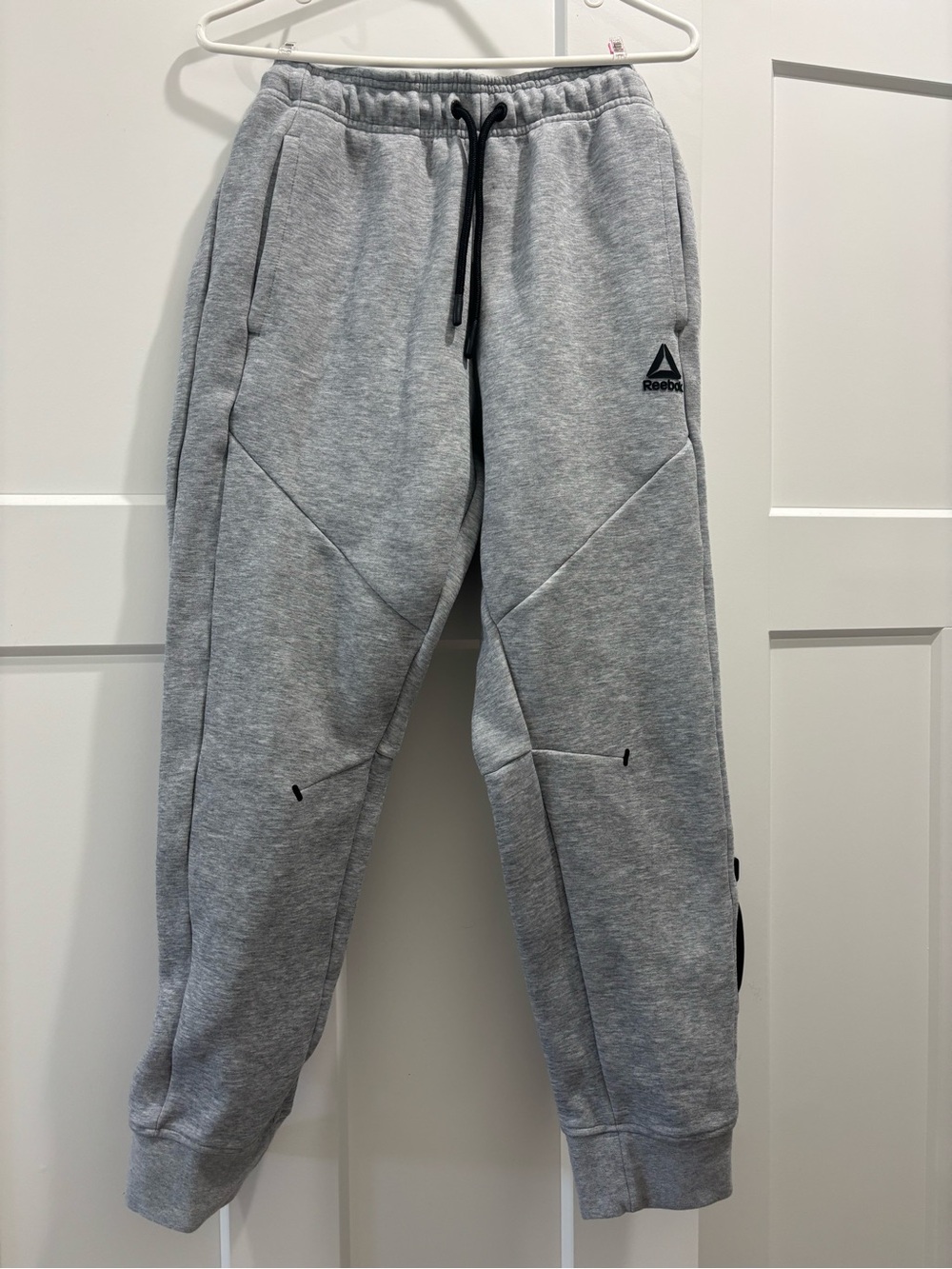 Reebok Light Gray Men's Fleece Joggers with Black Drawcord